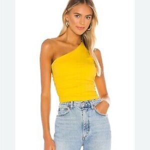 Superdown Yellow Draped Tank Top